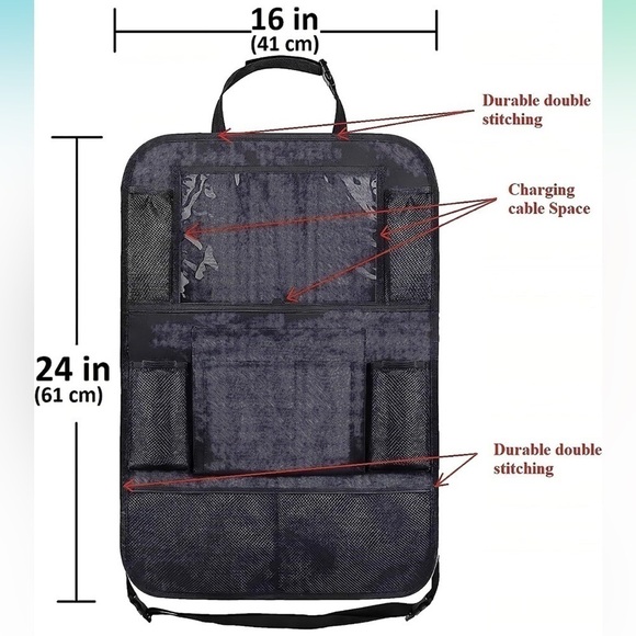 Brand New Set of Two Car Backseat Organizers Tablet Holder Storage Pockets Kids - Picture 11 of 11